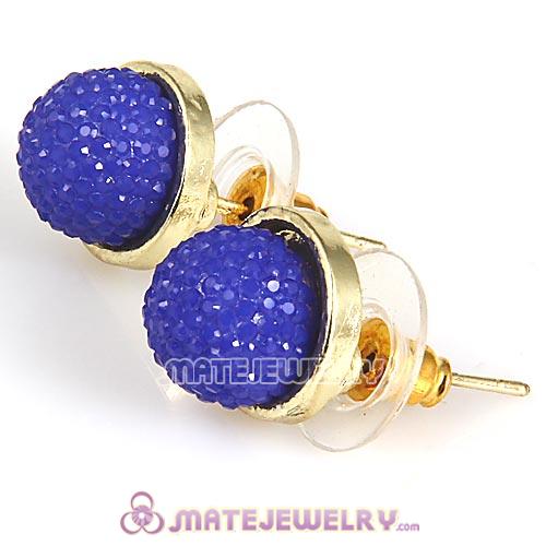 Fashion Gold Plated Dark Blue Bubble Strawberry Stud Earrings Wholesale