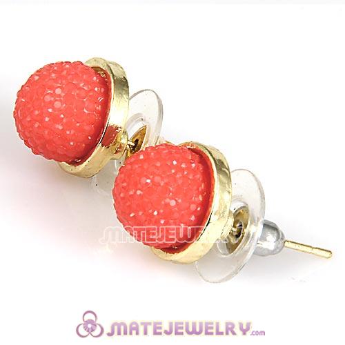Fashion Gold Plated Orange Bubble Strawberry Stud Earrings Wholesale