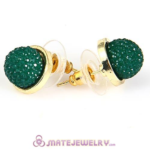 Fashion Gold Plated Dark Green Bubble Strawberry Stud Earrings Wholesale