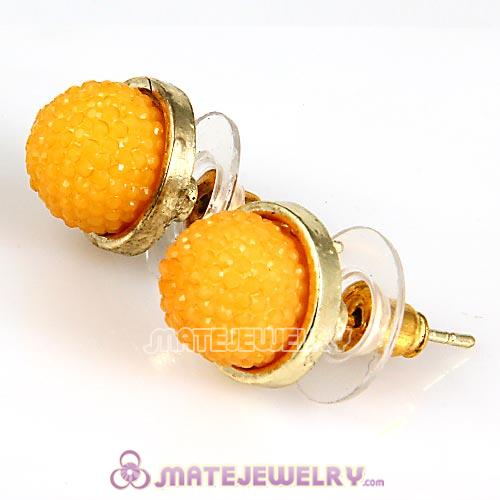 Fashion Gold Plated Yolk Yellow Bubble Strawberry Stud Earrings Wholesale