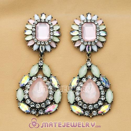 Luxury brand Multi Color Resin Crystal Flower Stud Earrings