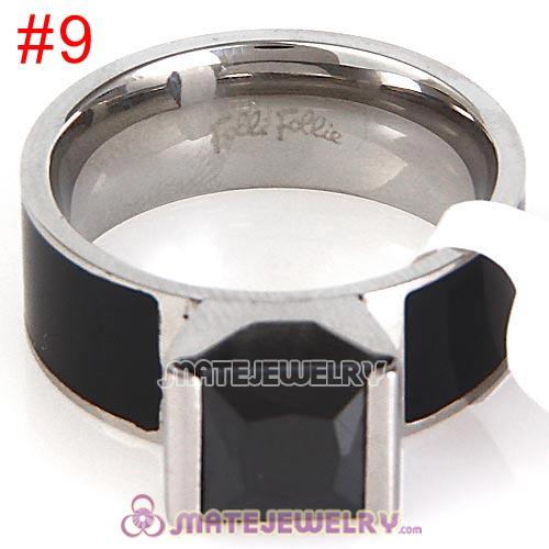 Fashion Unisex Silver Plated Black CZ Stone Titanium Steel Finger Ring