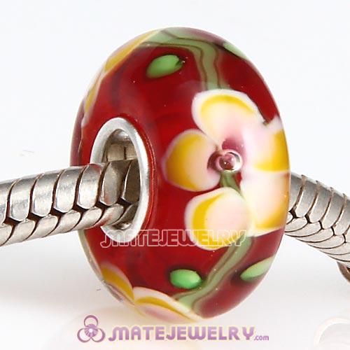 Top Class European Flower Glass Bead with 925 Silver Core