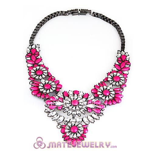 Luxury brand Roseo Resin Crystal Flower Statement Necklaces