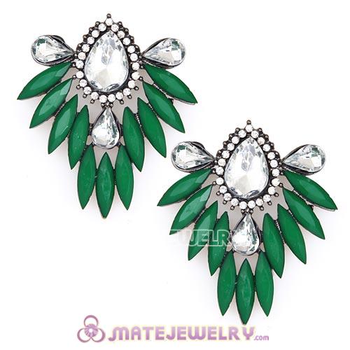 2013 Design Fashion Lollies Dark Green Crystal Stud Earrings Wholesale