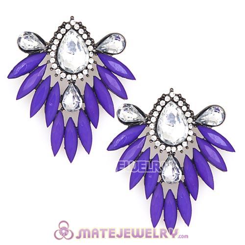 2013 Design Fashion Lollies Dark Purple Crystal Stud Earrings Wholesale