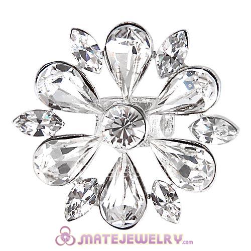 Sterling Silver White Austrian Crystal Passion Flower Bead