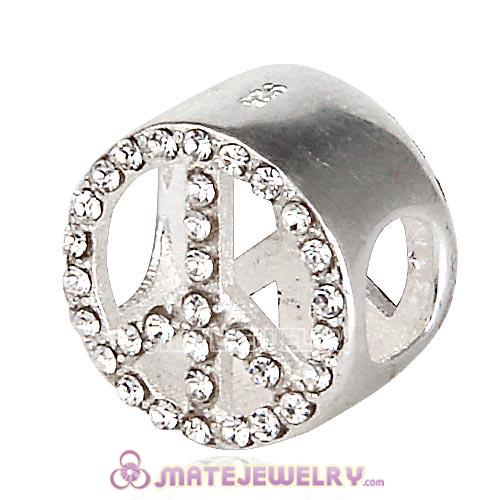 European Sterling Silver Button Pave Peace with Crystal Austrian Crystal Beads