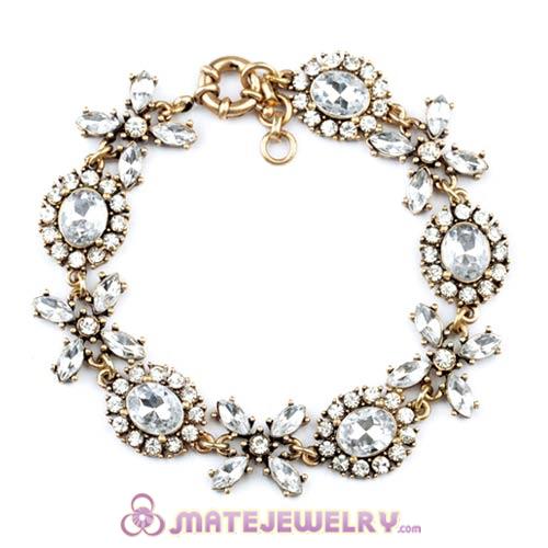 Vintage Style Brand Clear Crystal Flower Bracelets Wholesale