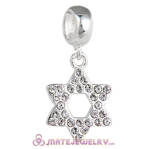 Sterling Silver Star Of David with Clear Austrian Crystal Dangle Beads