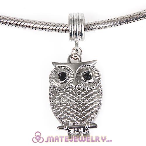 Silver Plated European Dangle Owl Charms Wholesale 