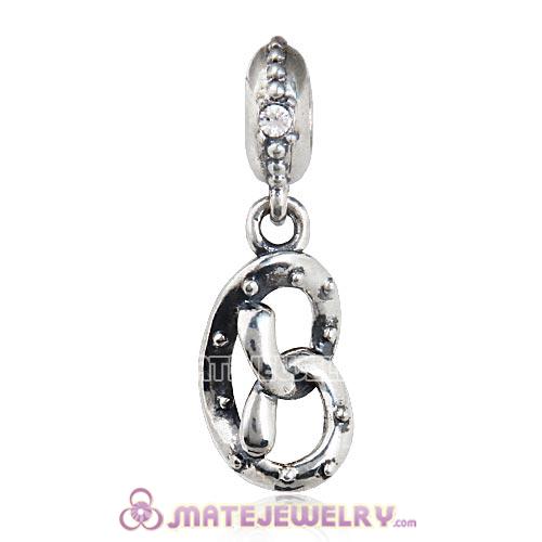 Sterling Silver Pretzel with Clear Crystal Dangle Beads