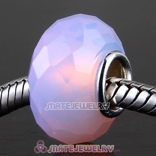 European Style Pink Faceted Opal Stone Beads in 925 silver single core