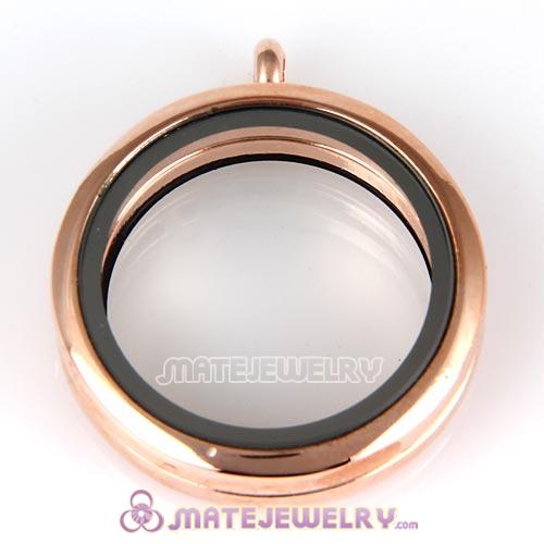 30mm Rose Gold Plated Alloy Glass Floating  Locket Pendant Wholesale