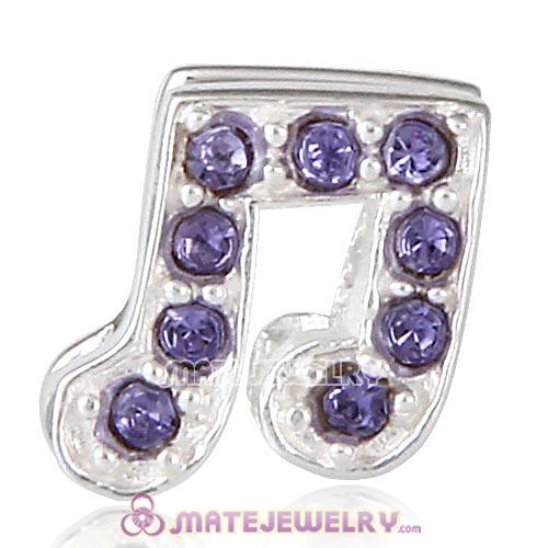Sterling Silver Music Note Beads with Tanzanite Austrian Crystal