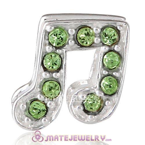 Sterling Silver Music Note Beads with Peridot Austrian Crystal