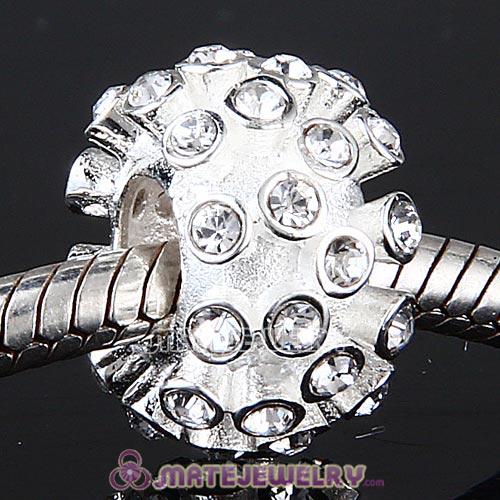 Sterling Silver Loose Pave Beads with Clear Austrian Crystal