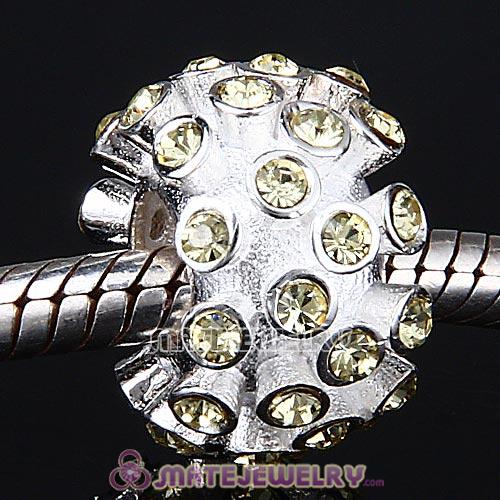 Sterling Silver Loose Pave Beads with Jonquil Austrian Crystal