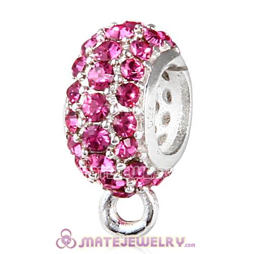 Sterling Silver European Pave Beads with Rose Austrian Crystal