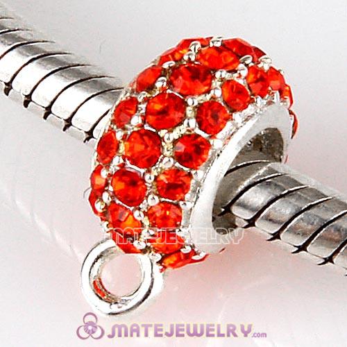 Sterling Silver European Pave Beads with Hyacinth Austrian Crystal
