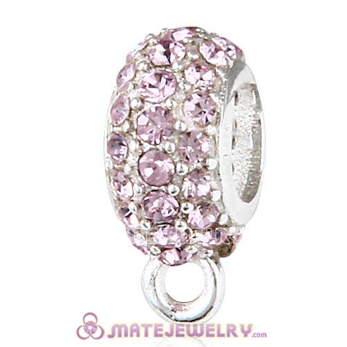 Sterling Silver European Pave Beads with Light Amethyst Austrian Crystal