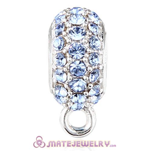 Sterling Silver European Pave Beads with Light Sapphire Austrian Crystal