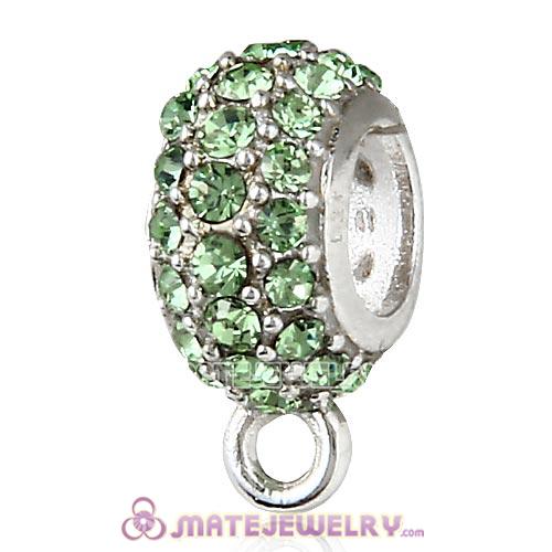 Sterling Silver European Pave Beads with Peridot Austrian Crystal