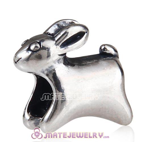 Antique Sterling Silver Running Rabbit Charm Beads European Style