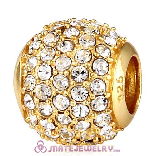 Gold Plated Sterling Pave Lights with Clear Austrian Crystal Charm