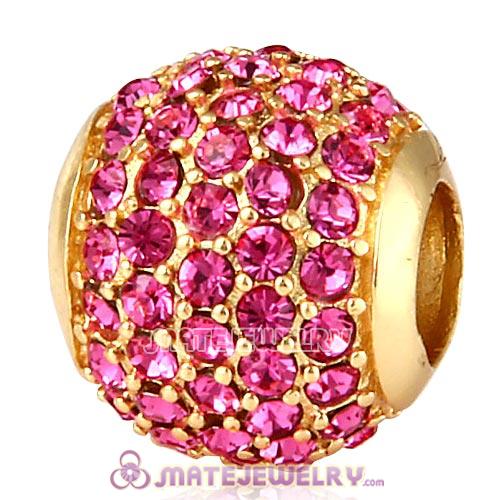 Gold Plated Sterling Pave Lights with Rose Austrian Crystal Charm