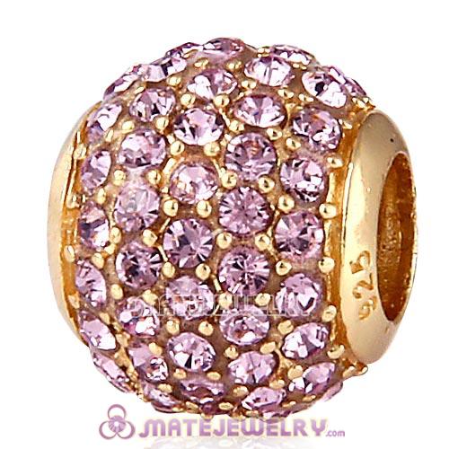 Gold Plated Sterling Pave Lights with Light Amethyst Austrian Crystal Charm