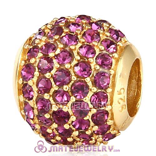 Gold Plated Sterling Pave Lights with Amethyst Austrian Crystal Charm