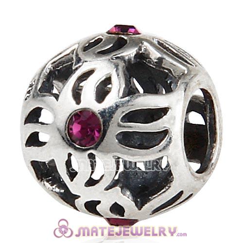 Sterling Silver Pinwheel Charm Beads with Amethyst Austrian Crystal