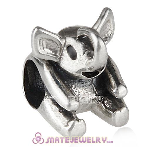 Antique Sterling Silver Elephant Charm Beads European Style