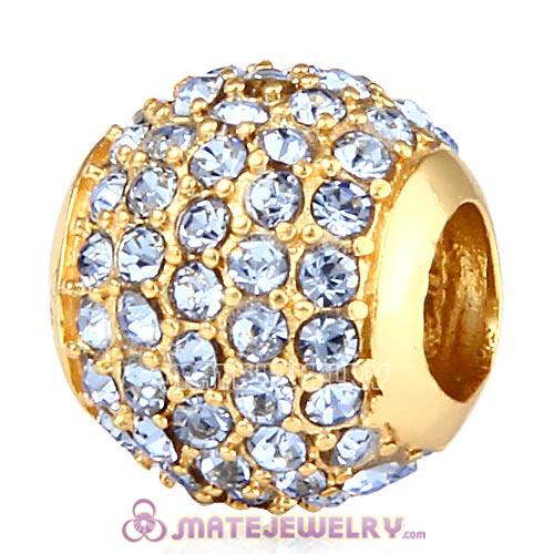 Gold Plated Sterling Pave Lights with Light Sapphire Austrian Crystal Charm
