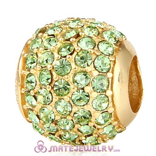 Gold Plated Sterling Pave Lights with Peridot Austrian Crystal Charm