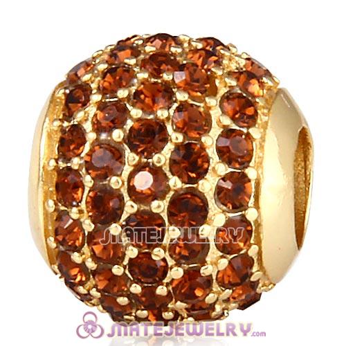 Gold Plated Sterling Pave Lights with Smoked Topaz Austrian Crystal Charm