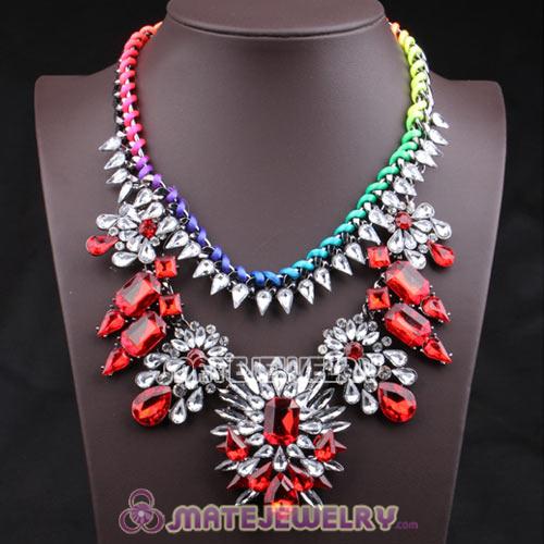 Luxury brand White Red Crystal Flower Choker Statement Necklaces