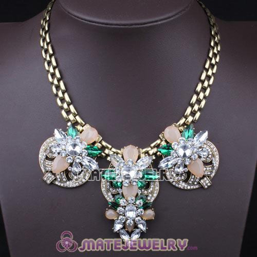 Luxury brand Multicolor Crystal Flower Statement Necklaces