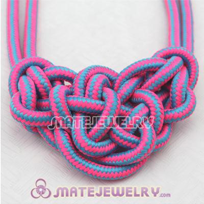 Handmade Weave Fluorescence Rose Blue Cotton Rope Bib Necklaces