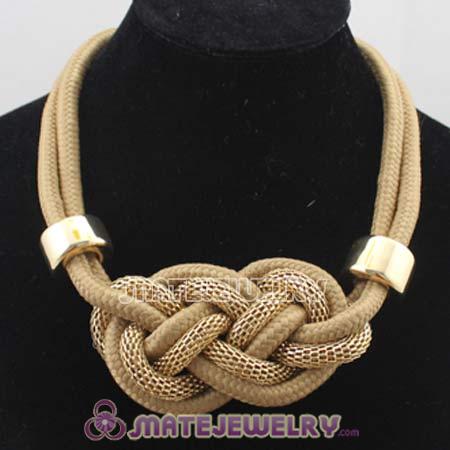 Handmade Weave Fluorescence Coffee Cotton Rope Bib Necklaces