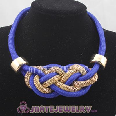 Handmade Weave Fluorescence Dark Blue Cotton Rope Bib Necklaces