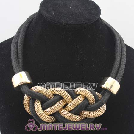 Handmade Weave Fluorescence Black Cotton Rope Bib Necklaces