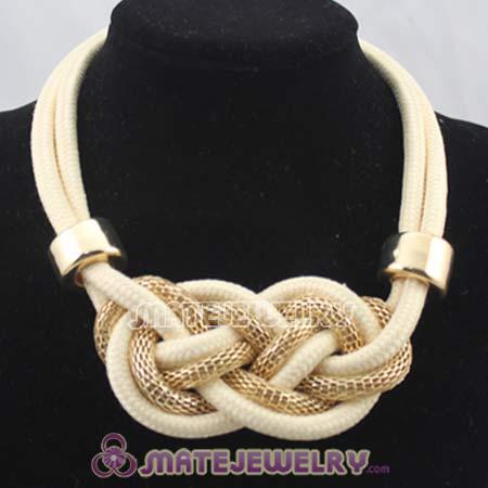 Handmade Weave Fluorescence Creamy white Cotton Rope Bib Necklaces
