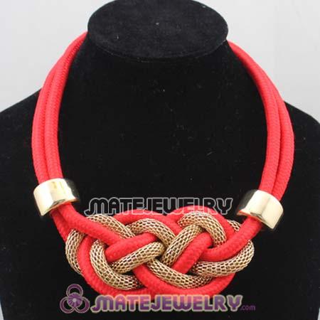 Handmade Weave Fluorescence Watermelon red Cotton Rope Bib Necklaces