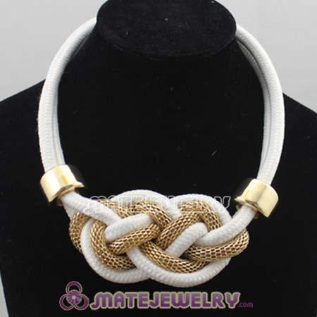 Handmade Weave Fluorescence White Cotton Rope Bib Necklaces