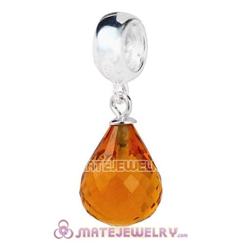European Sterling Silver Dangle Topaz Faceted Glass Beauty Charm