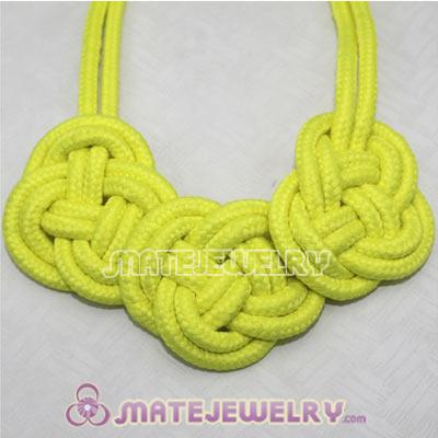 Handmade Weave Fluorescence Yellow Cotton Rope 3 Flowers Necklace