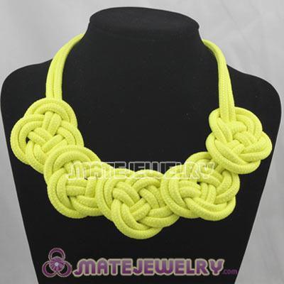 Handmade Weave Fluorescence Yellow Cotton Rope 5 Flowers Necklace