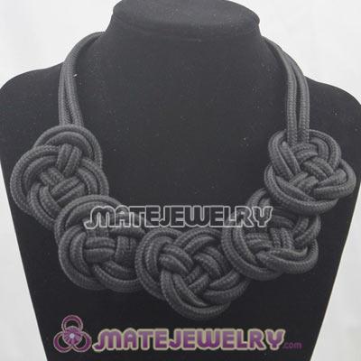 Handmade Weave Fluorescence Black Cotton Rope 5 Flowers Necklace